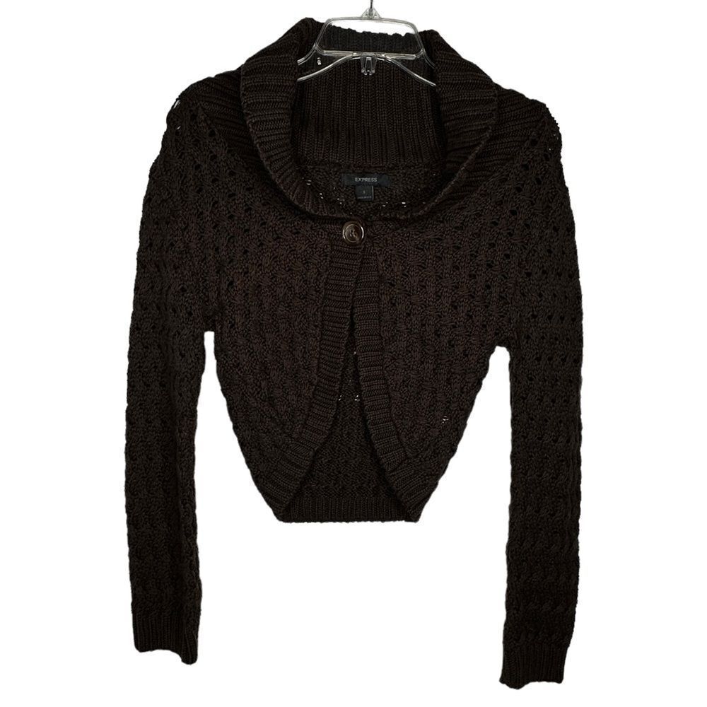 Express Cropped Brown‎ Cardigan Sweater